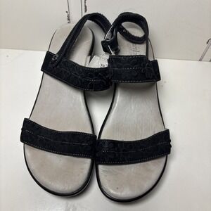 Jambu‎ Daisy Size 8M Santa Fe Black Wedge Sandals Comfort Leather Memory Foam